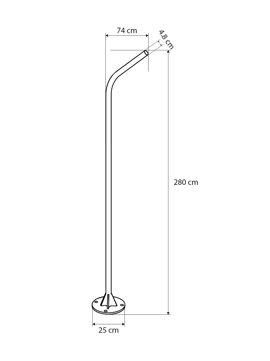 GLOBOSTAR® URBANO-280 GLB-000-0007 Μεταλλικός Γαλβανισμένος Στύλος Φωτισμού για Φωτοβολταϊκό Φωτιστικό Δρόμου Εξωτερικού Χώρου - Ασημί Γαλβανιζέ - Μ84 x Π25 x Υ280cm - Image 6