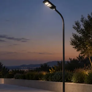 GLOBOSTAR® URBANO-280 GLB-000-0008 Μεταλλικός Γαλβανισμένος Στύλος Φωτισμού για Φωτοβολταϊκό Φωτιστικό Δρόμου Εξωτερικού Χώρου - RAL 9005 Μαύρο Ματ - Μ84 x Π25 x Υ280cm