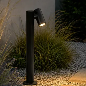GLOBOSTAR® STEM GLB-103-0012 Φωτιστικό Κολωνάκι Κήπου LED 12W 1080lm 60° AC 220-240V Αδιάβροχο IP65 Θερμό Λευκό 2700K - Sanan SMD Chip - Μαύρο Ματ - Μ12 x Π18 x Υ60cm - 3 Χρόνια Εγγύηση