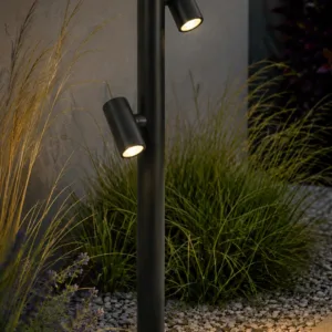 GLOBOSTAR® STEM GLB-103-0013 Φωτιστικό Κολωνάκι Κήπου LED 24W 2160lm 60° AC 220-240V Αδιάβροχο IP65 Θερμό Λευκό 2700K - Sanan SMD Chip - Μαύρο Ματ - Μ12 x Π25 x Υ80cm - 3 Χρόνια Εγγύηση