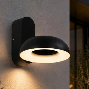 GLOBOSTAR® LINEART GLB-103-0037 Φωτιστικό Τοίχου / Απλίκα LED 12W 1080lm 120° AC 220-240V Αδιάβροχο IP65 Θερμό Λευκό 2700K - Sanan SMD Chip - Μαύρο Ματ - Μ16 x Π20 x Υ15cm - 3 Χρόνια Εγγύηση