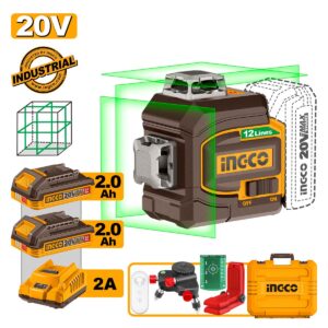 Αυτοαλφαδιαζόμενο Πράσινο Laser 3D Μπαταρίας 20V Li-Ion (#HLL3012165E)