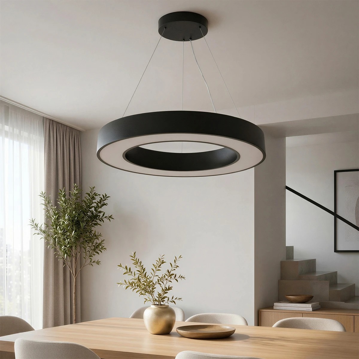 kelvo® RA KLV-101-0365 Κρεμαστό Φωτιστικό Οροφής LED 67W 6700lm 120° AC 220-240V IP20 Ρυθμιζόμενο Λευκό CCT με Χειριστήριο από 2700K έως 6000K Dimmable - Lumileds SMD Chip - Μαύρο Ματ - Μ60 x Π60 x Υ8cm - 3 Χρόνια Εγγύηση - Image 2