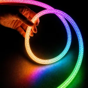 kelvo® GLOWFLEX KLV-101-0515 Ψηφιακή Pixel Addressable Ταινία Neon Flex με Πλεκτή Υφασμάτινη Επένδυση LED 14W/m 840lm/m 360° DC 24V Αδιάβροχο IP65 120 x SMD5054 Chip/m Πολύχρωμο RGB+WW Dimmable SPI/TTL Protocol IC TM1814 - Sanan SMD Chip - Μ1000 x Π2.2 x Υ2.2cm - Ρολό 10 Μέτρων - 6 Χρόνια Εγγύηση