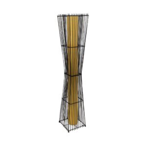 GLOBOSTAR® PALMA 02274 Boho Επιδαπέδιο Φωτιστικό με Ντουί 2 x E27 AC 220-240V IP20 - Μαύρο & Μπεζ - Μ25 x Π25 x Υ140cm