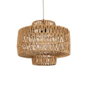 GLOBOSTAR® JENSON 00909 Boho Κρεμαστό Φωτιστικό Οροφής με Ντουί 1 x E27 AC 220-240V IP20 - Μπεζ - Μ33 x Π33 x Υ28cm