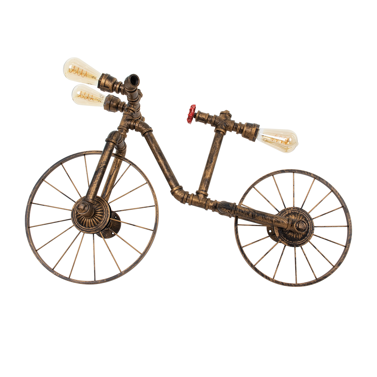 GLOBOSTAR® SWIFTWALKER 00659 Vintage Φωτιστικό Τοίχου - Απλίκα με Ντουί 3 x E27 AC 220-240V IP20 - Χάλκινο - Μ85 x Π29.5 x Υ55cm - Image 4