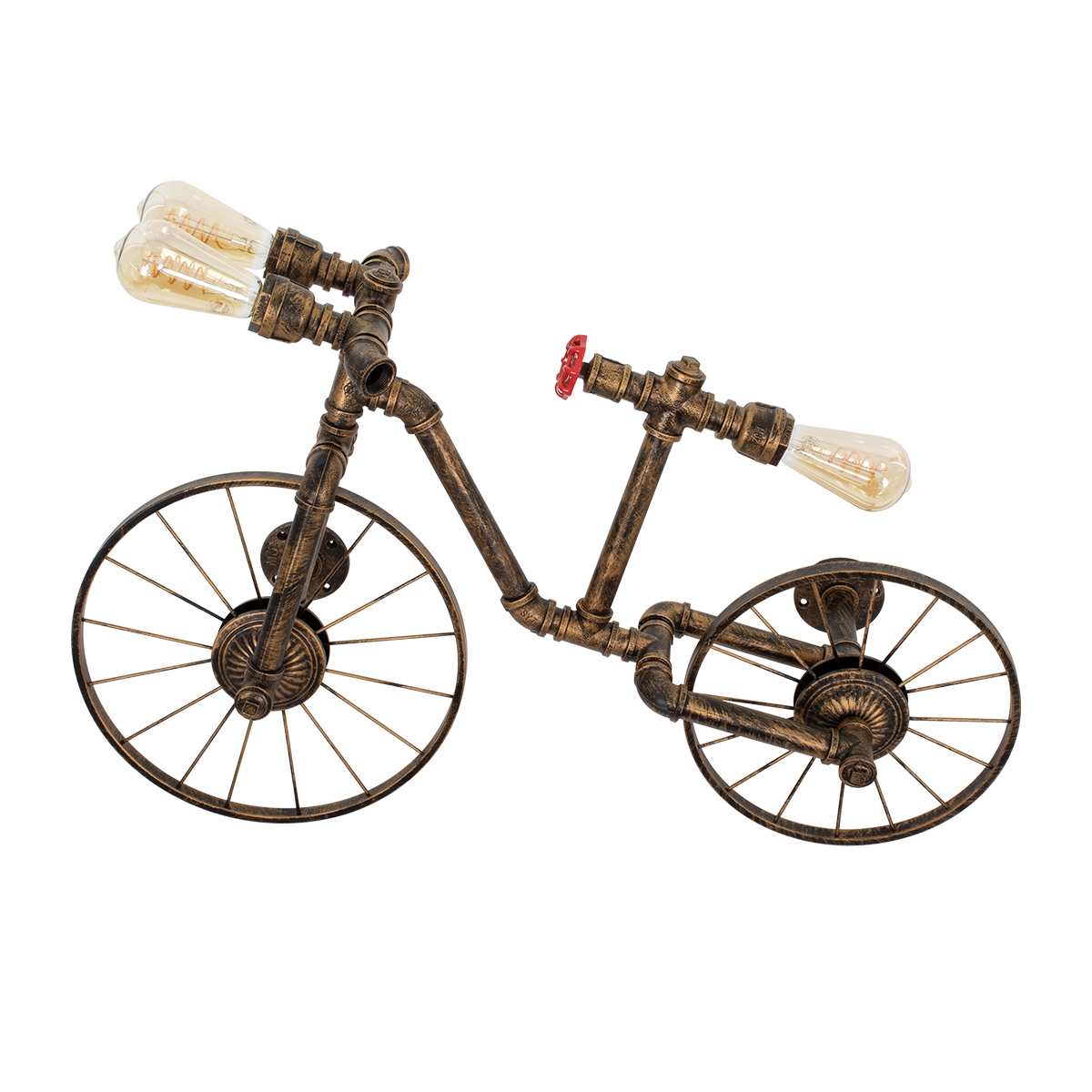 GLOBOSTAR® SWIFTWALKER 00659 Vintage Φωτιστικό Τοίχου - Απλίκα με Ντουί 3 x E27 AC 220-240V IP20 - Χάλκινο - Μ85 x Π29.5 x Υ55cm - Image 6