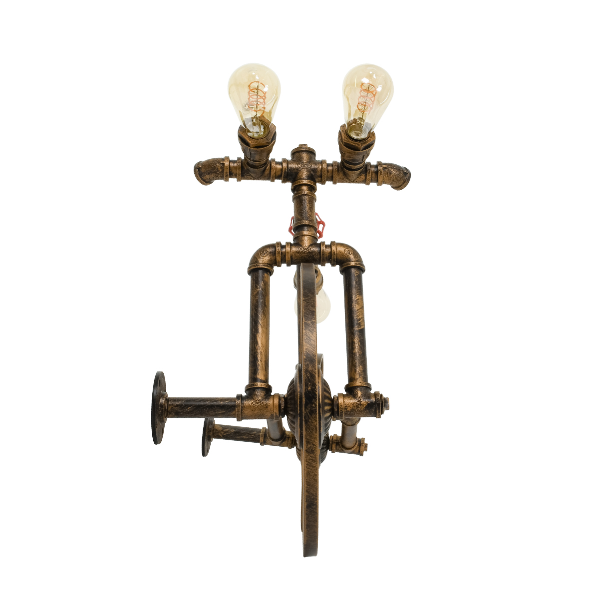 GLOBOSTAR® SWIFTWALKER 00659 Vintage Φωτιστικό Τοίχου - Απλίκα με Ντουί 3 x E27 AC 220-240V IP20 - Χάλκινο - Μ85 x Π29.5 x Υ55cm - Image 7