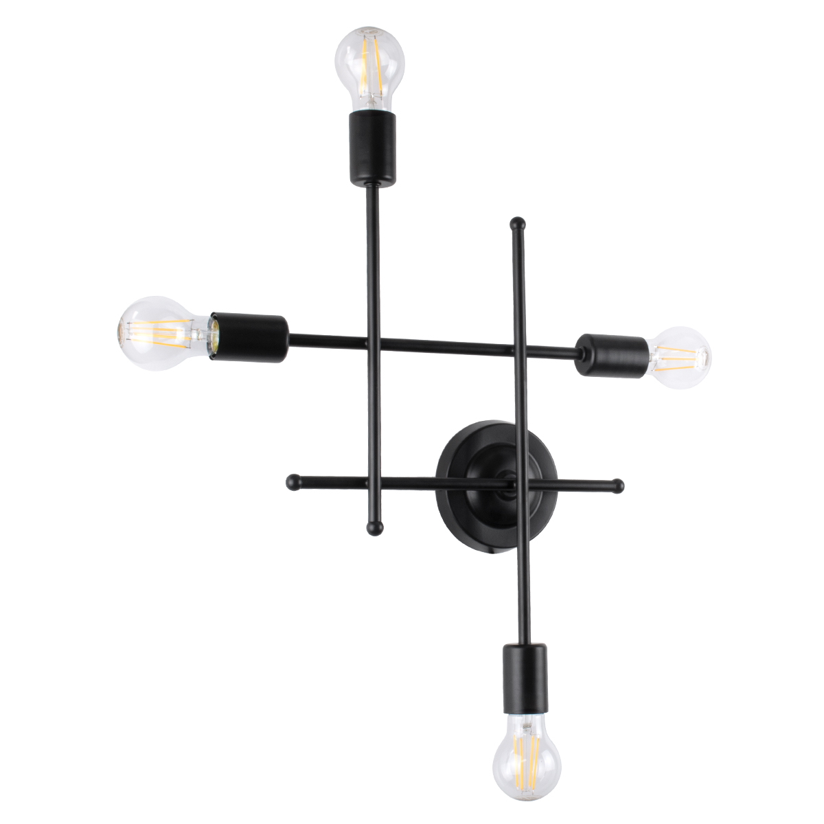 GLOBOSTAR® PIPING 00661 Vintage Φωτιστικό Τοίχου - Απλίκα με Ντουί 4 x E27 AC 220-240V IP20 - Μαύρο - Μ40 x Π9 x Υ52cm - Image 4