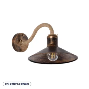 GLOBOSTAR® BRASTA 01131 Vintage Φωτιστικό Τοίχου - Απλίκα με Ντουί 1 x E27 AC 220-240V IP20 - Χάλκινο & Μπεζ - Μ26 x Π42.5 x Υ24cm
