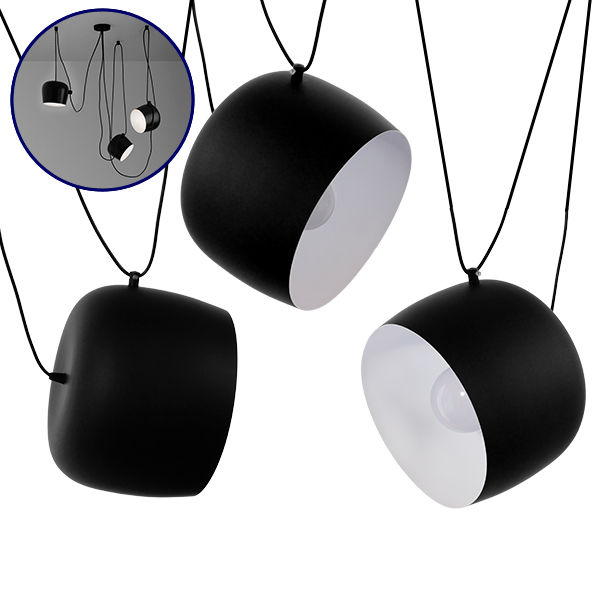 GLOBOSTAR® JASPER 01375 Μοντέρνο Κρεμαστό Φωτιστικό Οροφής με Ντουί 3 x E27 AC 220-240V IP20 - Μαύρο & Λευκό - Μ75 x Π75 x Υ22cm - Σετ 3 Τεμαχίων
