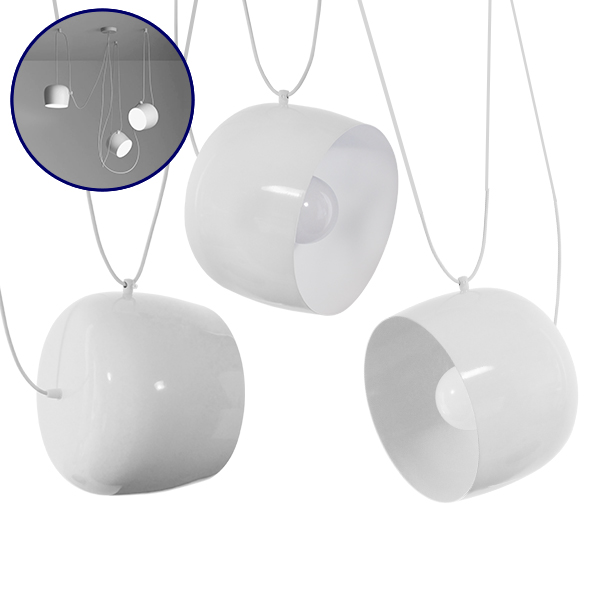 GLOBOSTAR® JASPER 01376 Μοντέρνό Κρεμαστό Φωτιστικό Οροφής με Ντουί 3 x E27 AC 220-240V IP20 - Λευκό - Μ75 x Π75 x Υ22cm - Σετ 3 Τεμαχίων