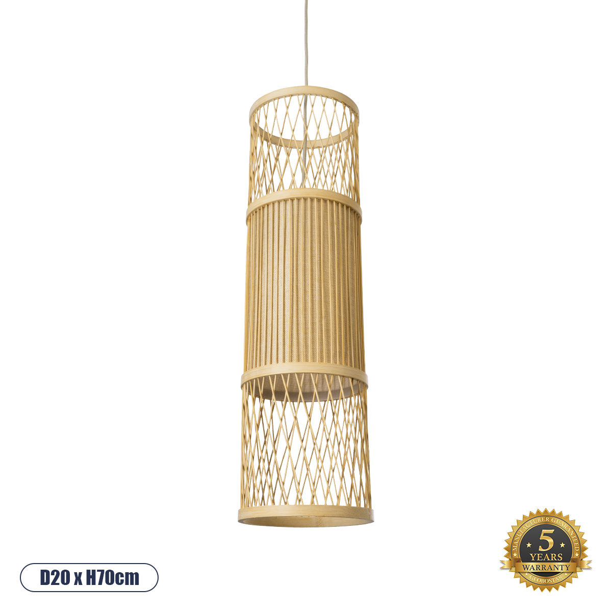 GLOBOSTAR® HIBISCUS 01933 Boho Κρεμαστό Φωτιστικό Οροφής με Ντουί 1 x E27 AC 220-240V IP20 - Μπεζ - Μ20 x Π20 x Υ70cm