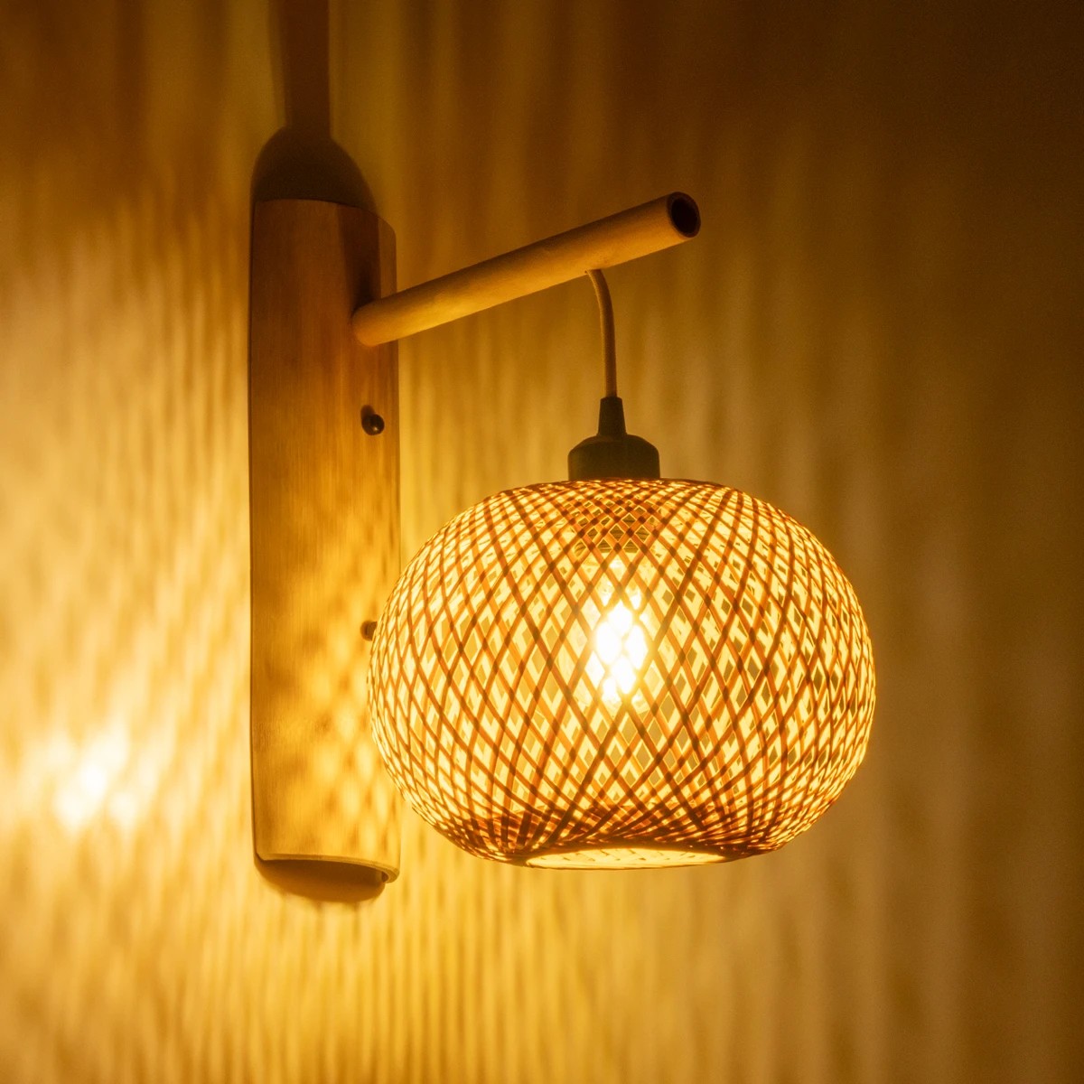 GLOBOSTAR® SELVA 01963 Boho Φωτιστικό Τοίχου - Απλίκα με Ντουί 1 x E27 AC 220-240V IP20 - Μπεζ - Μ23 x Π23 x Υ37cm - Image 2