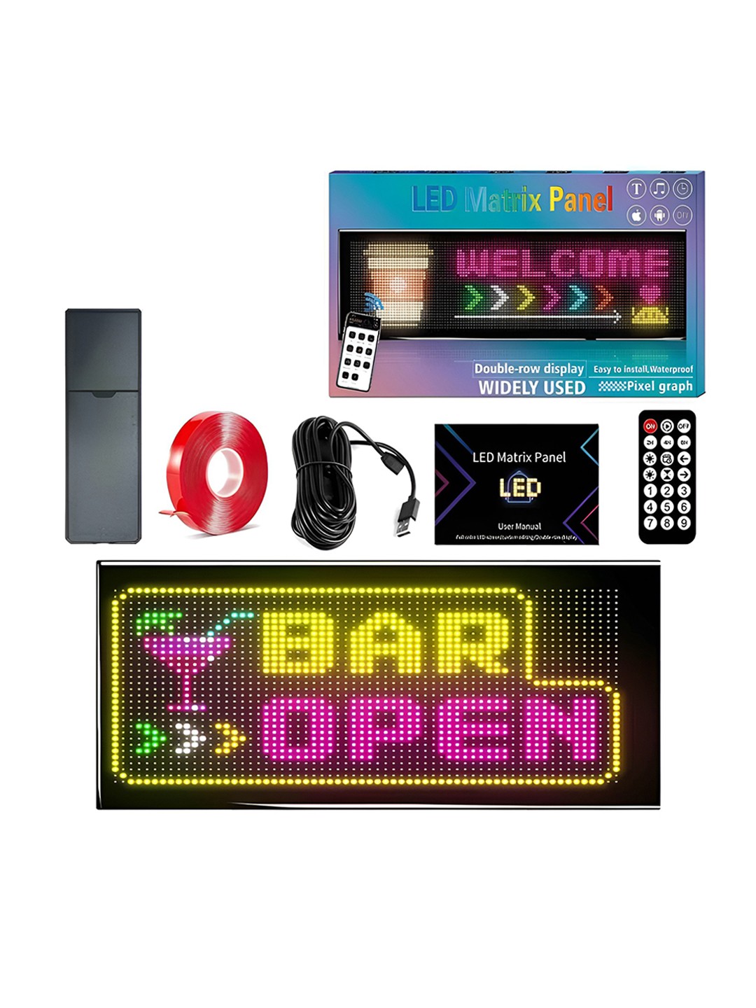 GLOBOSTAR® MATRIX GLB-106-0007 Κυλιόμενη Ψηφιακή Επιγραφή / Κορνίζα 33x20cm P4.5 64x32 Pixel LED 10W AC 220-240V Αδιάβροχο IP65 Πολύχρωμο RGB - Bluetooth Control μέσω iPIXEL APP - Μ34.5 x Π0.4 x Υ20cm - 2 Χρόνια Εγγύηση