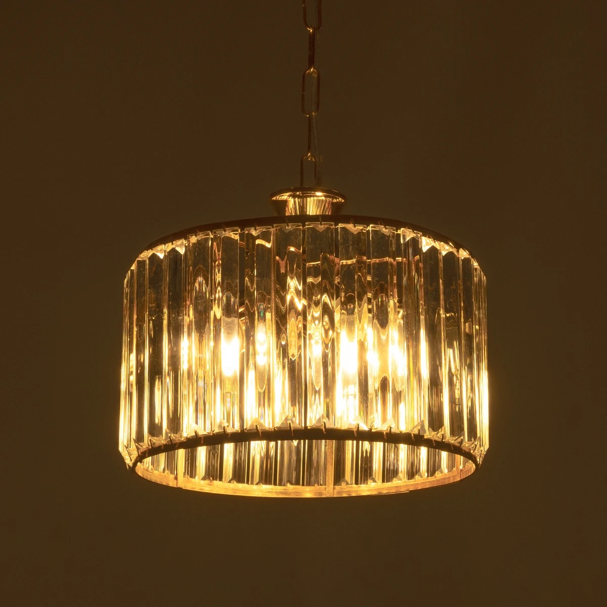 GLOBOSTAR® GLAMOROUS 203-0094 Κλασικό Κρεμαστό Φωτιστικό Οροφής με Ντουί 3 x E27 AC 220-240V IP20 - Χρυσό & Διάφανο - Μ28 x Π28 x Υ21.5cm - Image 3