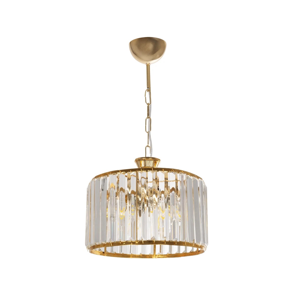 GLOBOSTAR® GLAMOROUS 203-0094 Κλασικό Κρεμαστό Φωτιστικό Οροφής με Ντουί 3 x E27 AC 220-240V IP20 - Χρυσό & Διάφανο - Μ28 x Π28 x Υ21.5cm - Image 4