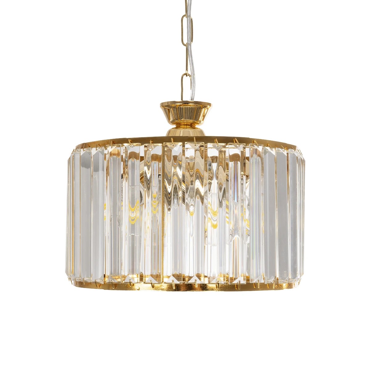GLOBOSTAR® GLAMOROUS 203-0094 Κλασικό Κρεμαστό Φωτιστικό Οροφής με Ντουί 3 x E27 AC 220-240V IP20 - Χρυσό & Διάφανο - Μ28 x Π28 x Υ21.5cm - Image 5