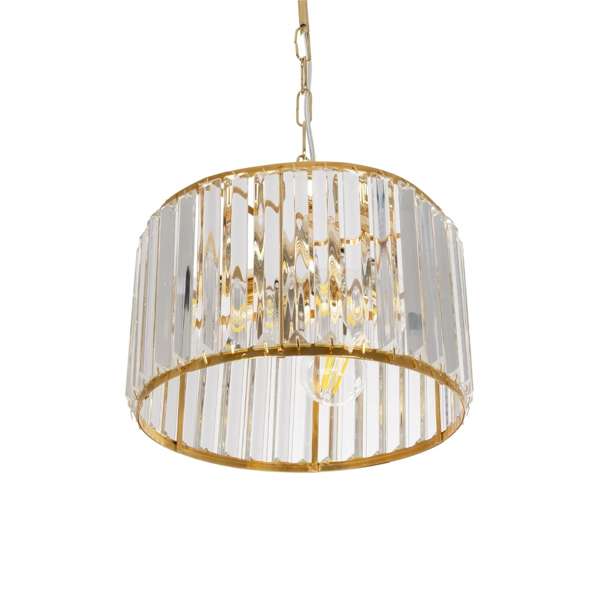 GLOBOSTAR® GLAMOROUS 203-0094 Κλασικό Κρεμαστό Φωτιστικό Οροφής με Ντουί 3 x E27 AC 220-240V IP20 - Χρυσό & Διάφανο - Μ28 x Π28 x Υ21.5cm - Image 6