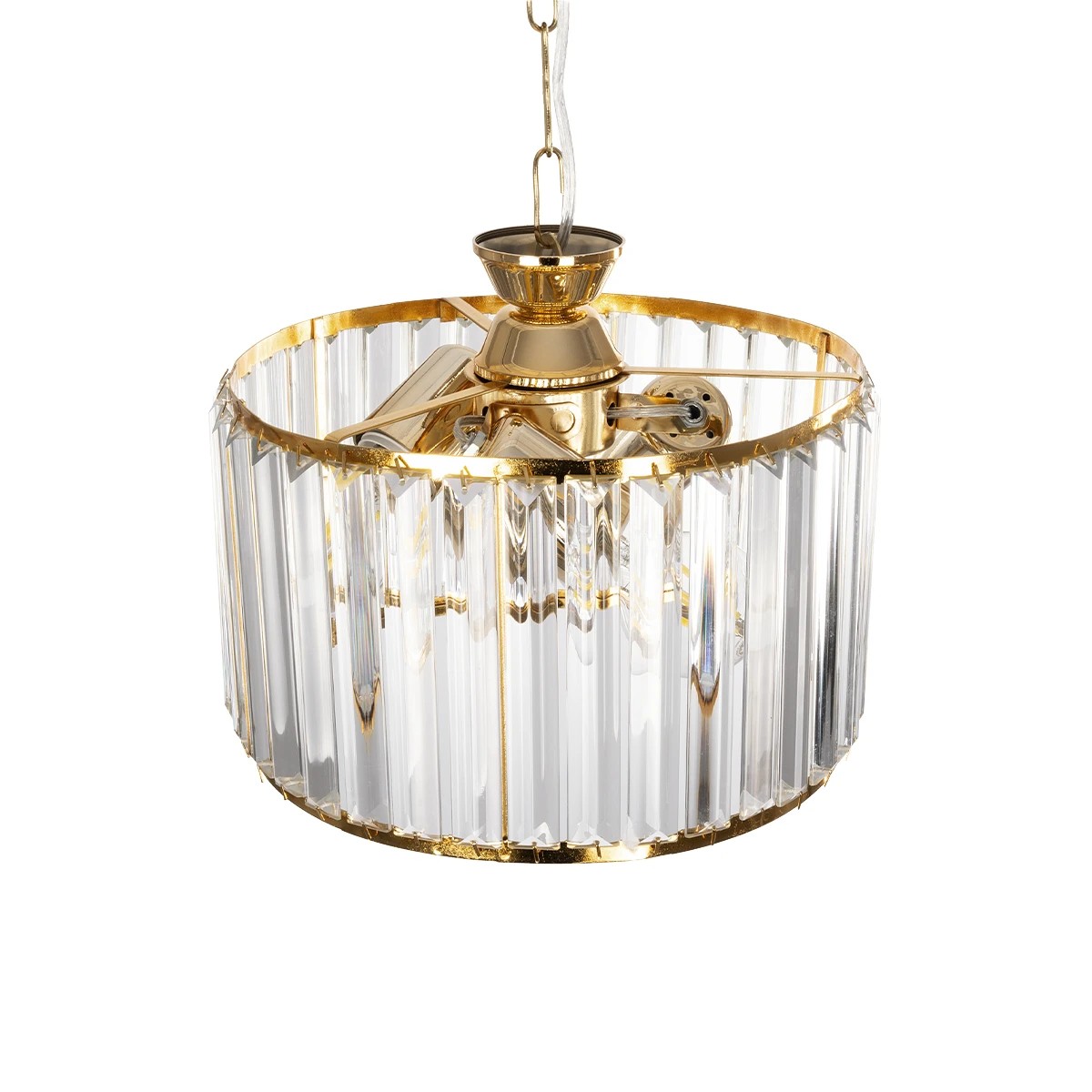GLOBOSTAR® GLAMOROUS 203-0094 Κλασικό Κρεμαστό Φωτιστικό Οροφής με Ντουί 3 x E27 AC 220-240V IP20 - Χρυσό & Διάφανο - Μ28 x Π28 x Υ21.5cm - Image 7