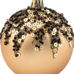 Χρυσή Γυαλιστερή Πλαστική Χριστουγεννιάτικη Μπάλα 8cm,Σέτ/6 (#224057)