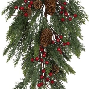 Χριστουγεννιάτικο Κλαδί Δάκρυ Με Γκι 60cm (#26234)