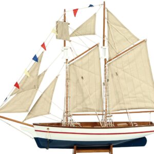 Ξύλινο Παραδοσιακό Καράβι 70cm ,Χρώμα Καφέ Μπλέ (#31099)