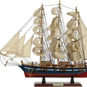 Ξύλινο Παραδοσιακό Καράβι 50 x 10 x 45 (H) cm, Μπλέ - Κόκκινο (#31109)