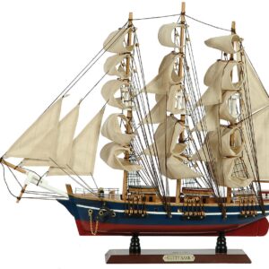 Ξύλινο Παραδοσιακό Καράβι 50 x 10 x 45 (H) cm, Χρώμα Καφέ-Μπλέ (#31111)