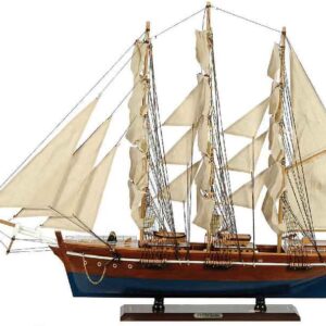 Ξύλινο Παραδοσιακό Καράβι 70 x 13 x 60 (H) cm, Χρώμα Καφέ-Μπλέ (#31114)