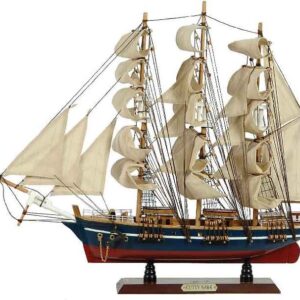 Ξύλινο Παραδοσιακό Καράβι 90 x 16 x 75 (H) cm ,Χρώμα Μπλέ-Κόκκινο (#31115)