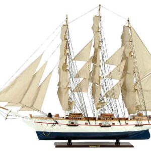Ξύλινο Παραδοσιακό Καράβι 150 x 23 x 124 (H) cm, Χρώμα Λευκό-Μπλέ (#31122)