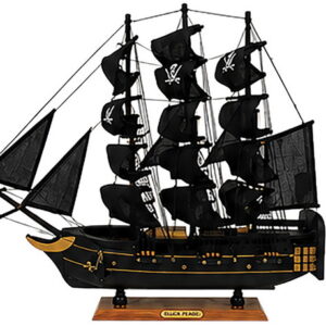 Ξύλινο Παραδοσιακό Καράβι 50 x 10 x 46(h)cm,Χρώμα Μάυρο - Χρυσό Πειρατικό (#31128)