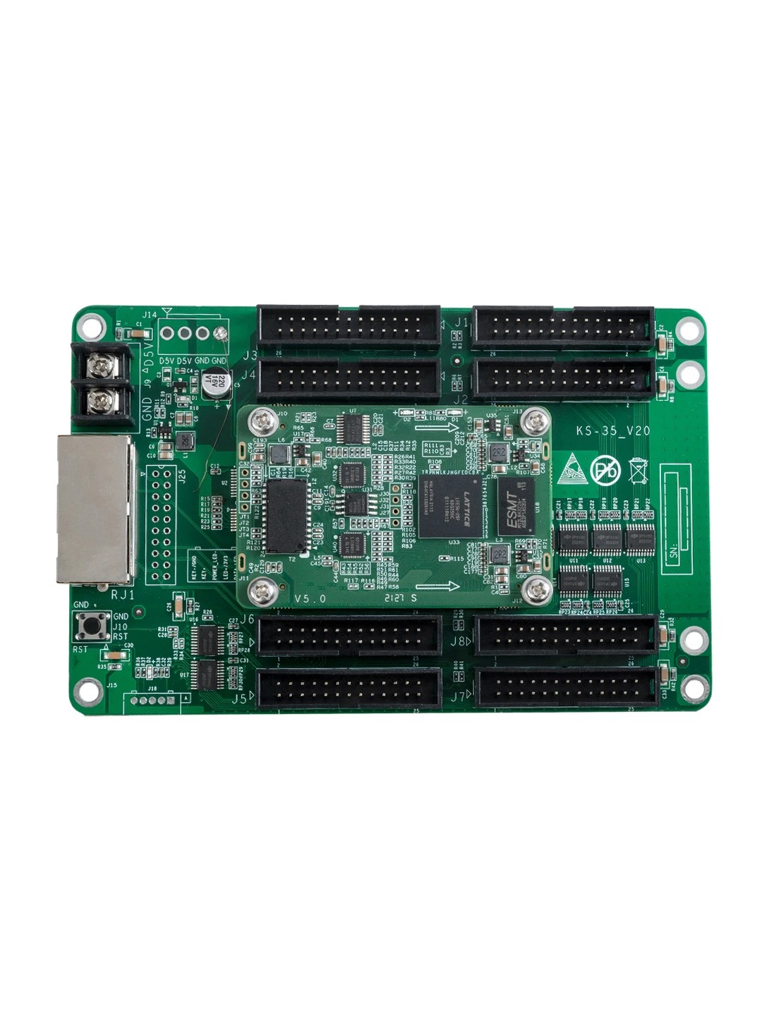 GLOBOSTAR® K8S+HUB 41023 Colorlight K8S+HUB-DL-S65 Διαδραστική Receiving Card για Οθόνες LED Video Wall 8 x HUB320 με Loading Capacity σε Pixel 512 x 384px - Gigabit Network Ethernet Input & Output Ports - DC 5V IP20 - Μ14.5 x Π9 x Υ1.5cm - 2 Χρόνια Εγγύηση - Image 2