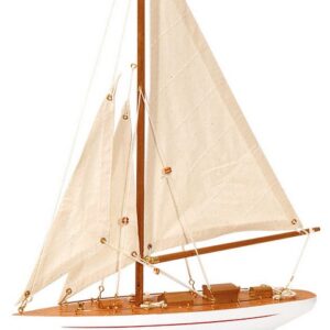Ξύλινο Παραδοσιακό Καράβι 30 x 6,5 z 43(h)cm,Χρώμα Λευκό - Καφέ (#50190315)