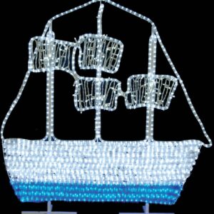 Led 3D Φωτιζόμενο Καράβι Με Φωτοσωλήνα RUBBER Led Και Pvc Γιρλάντα Ip44 ,180(Η) x 180cm (#52186)