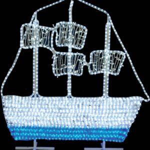 Led 3D Φωτιζόμενο Καράβι Με Φωτοσωλήνα RUBBER Led Και Pvc Γιρλάντα Ip44 ,120(Η) x 120cm (#52187)