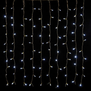 200Led 60Flash Συμμετρική Κουρτίνα Για Εσωτερική Χρήση Με Επέκταση 200 x 100(h)cm ,Με Διάφανο Καλώδιο/Λευκό Λαμπάκι (Kelvin: 6.000 - 10.000) (#58848)