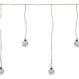600 x 55 Led Ασύμετρη Κουρτίνα Με Διάφανες - Γυάλινες Μπάλες 5cm (#PROMO-58879)