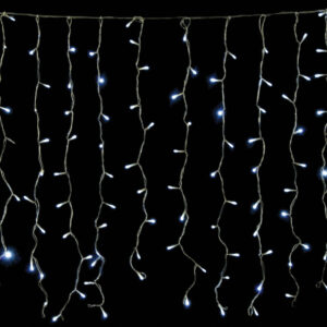 240Led Συμμετρική Κουρτίνα Για Εσωτερική Χρήση Με 8 Προγράμματα 200 x 100(h)cm,Διάφανο Καλώδιο/Λευκό Λαμπάκι (Kelvin: 6.000 - 10.000) (#58932)