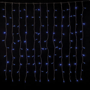 240Led Συμμετρική Κουρτίνα Για Εσωτερική Χρήση Με 8 Προγράμματα 200 x 100(h)cm,Διάφανο Καλώδιο/Μπλέ Λαμπάκι (#58933)