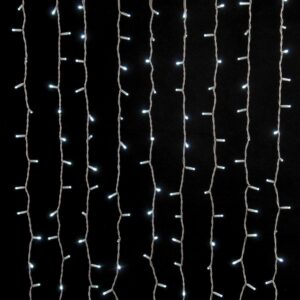 200Led Σταθερή Συμμετρική Κουρτίνα Rubber Με Επέκταση Ip65 Και Μπρίζα Σούκο 200 x 100(h)cm,Λευκό Καλώδιο/ Λευκό (Πάγου) Λαμπάκι (Kelvin: 6.000 - 10.000) (#62301)
