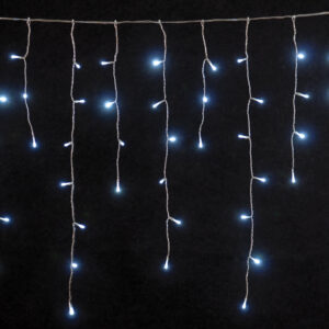 300Led Ασύμμετρη Κουρτίνα Με Επέκταση Και Μετασχηματιστή Ip44, 600 x 75(h)cm,Διάφανο Καλώδιο/ Λευκό (Πάγου) Λαμπάκι , (Kelvin: 6.000 - 10.000) (#63324)