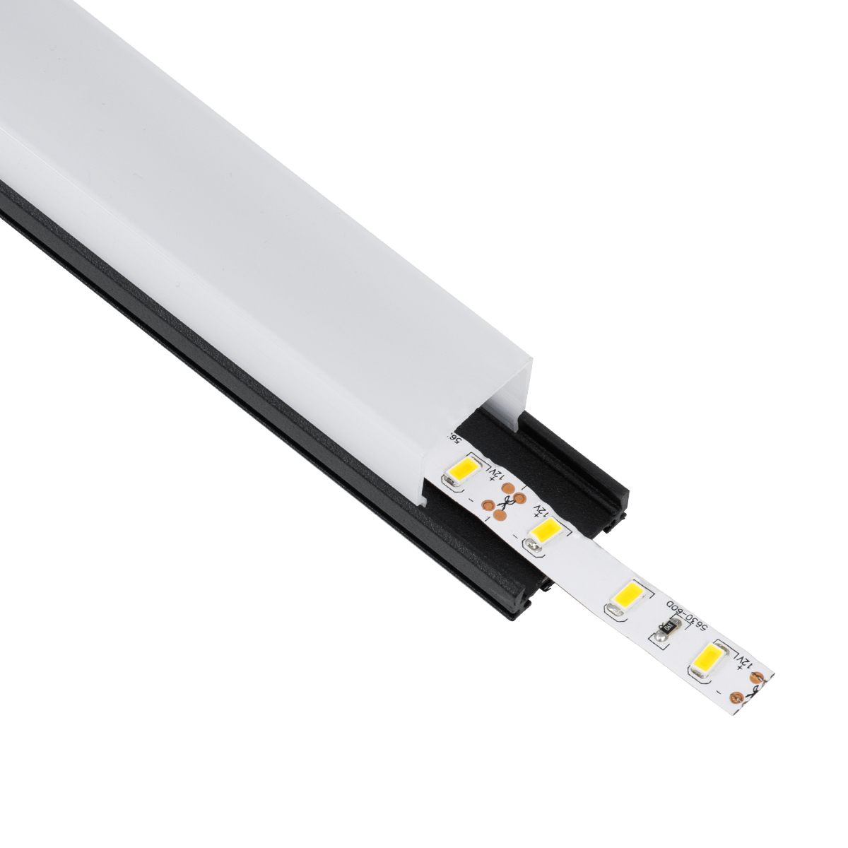 GLOBOSTAR® ALP-LINEAR GLOA 70849-3M Επιφανειακό & Κρεμαστό Προφίλ Αλουμινίου με Λευκό Γαλακτερό Πατητό Κάλυμμα για Ταινίες LED IP20 - Μαύρο & Λευκό - Μ300 x Π2.6 x Υ2.3cm - Πακέτο 5 Τεμαχίων - Image 2