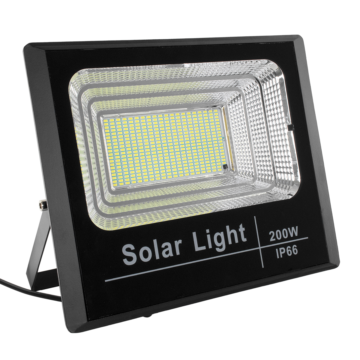 GLOBOSTAR® HERMES 71558 Προβολέας με IR Ασύρματο Χειριστήριο LED 200W 10000lm 120° DC 5V με Φωτοβολταϊκό Panel 5V 20W & Επαναφορτιζόμενη Μπαταρία Li-ion 3.2V 20000mAh Αδιάβροχο IP66 Ψυχρό Λευκό 6000K Dimmable - Sanan SMD Chip - Μαύρο - Μ35 x Π29 x Υ7.5cm - 2 Χρόνια Εγγύηση - Image 2