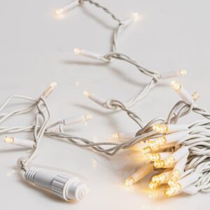 100Led  Rubber Λαμπάκια Επεκτεινόμενα Με Λευκό Καλώδιο/Θερμό Λαμπάκι ,Ip65 ,(10cm Απόσταση) 10 Μέτρα (Kelvin: 2.500 - 3.000) (#80254)