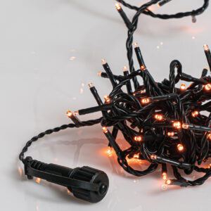 300Led Λαμπάκια Με Επέκταση Και Μετασχηματιστή Ip44 ,Πράσινο Καλώδιο/Πορτοκαλί Λαμπάκι , (5cm Απόσταση) 15 Μέτρα (#80320)