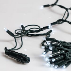 100Led Rubber Λαμπάκια Επεκτεινόμενα Με Πράσινο Καλώδιο/Λευκό Λαμπάκι ,Ip65 Στεγανό,(10cm Απόσταση) 10 Μέτρα (Kelvin: 6.000 - 10.000) (#80420)