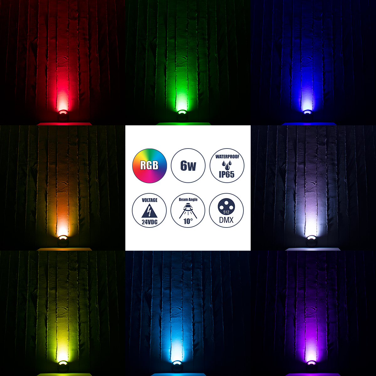 GLOBOSTAR® STEPLUNA 90618 Φωτιστικό Σκαλοπατιού / Διαδρόμου LED 6W 510lm 10° DC 24V Αδιάβροχο IP65 Πολύχρωμο RGB Dimmable DMX512 - Bridgelux SMD Chip - Μαύρο Ματ - Μ12 x Π12 x Υ3cm - 3 Χρόνια Εγγύηση - Image 8
